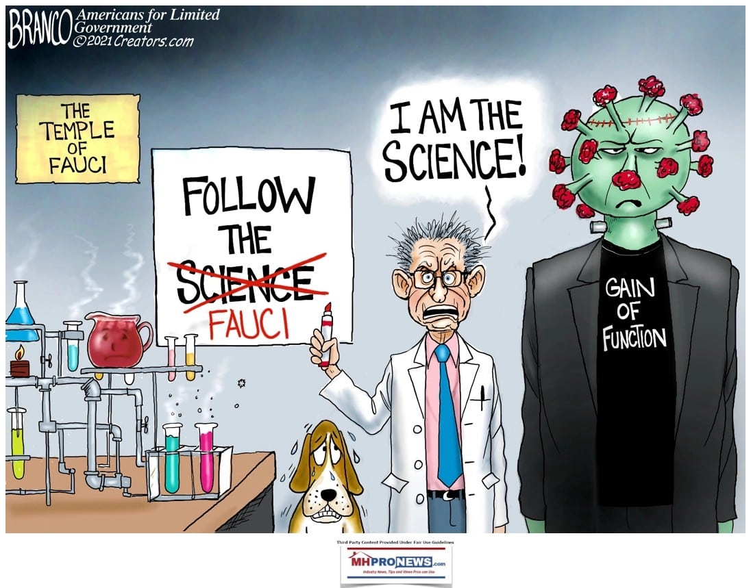 AFBrancoAmericansForLimitedGovtTempleOfFauciFollowtheScienceFauciIstheScieneGainOfFunctionPoliticalCartoonMHProNews