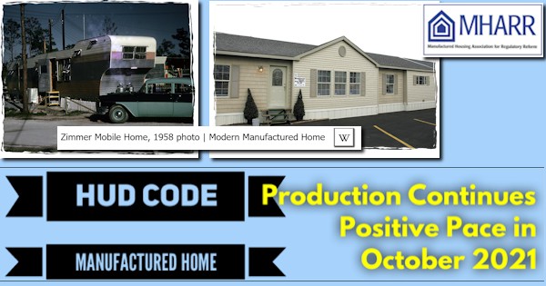 HUDCodeManufacturedHomeProductionContinuesPositivePaceOct2021-Photos1958ZimmeMobileHomeModernMultiSectionalManufacturedHomeManHousingAssocRegReformMHARRLogo