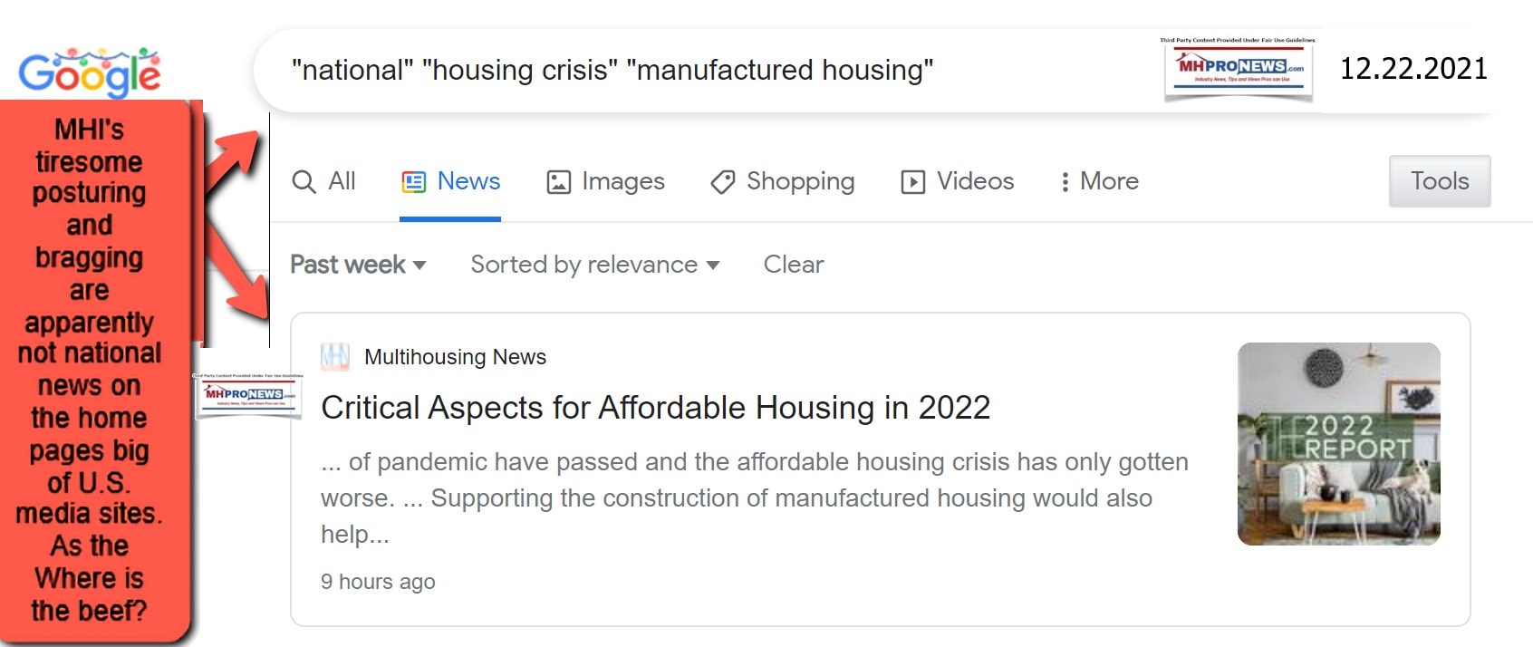 NationalHousingCrisisManufacturedHousingInstituteNewsSearch12.22.2021MHProNewsFactCheck