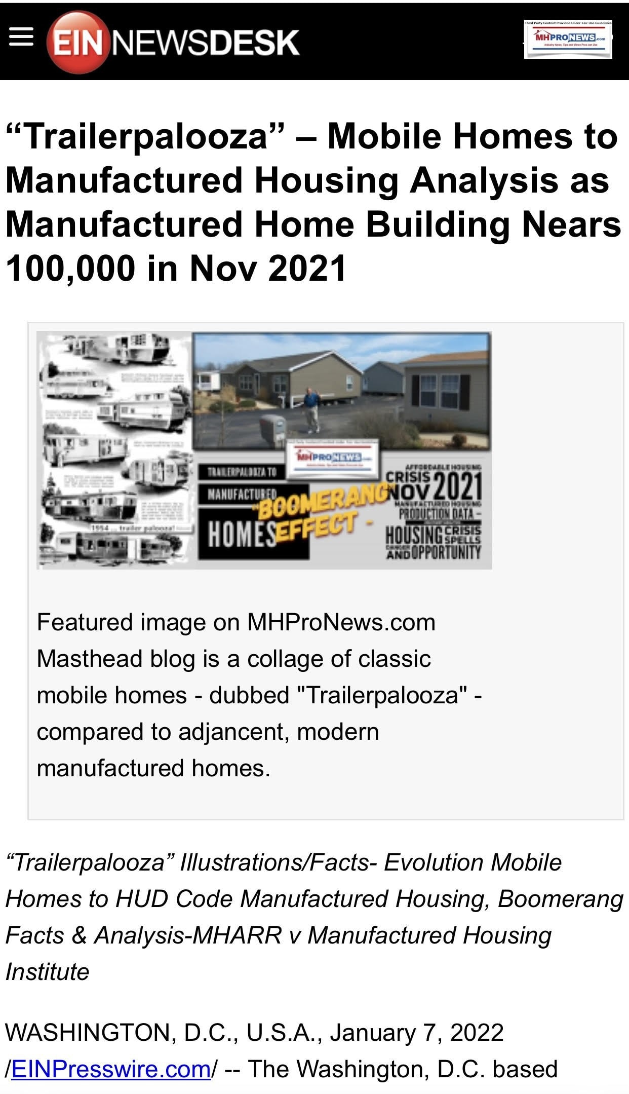 TrailerPaloozaEINNewsDeskMobileHomesManufacturedHomesMonthlyProductionReportManHousingAssocRegReformMHARR-MHProNews