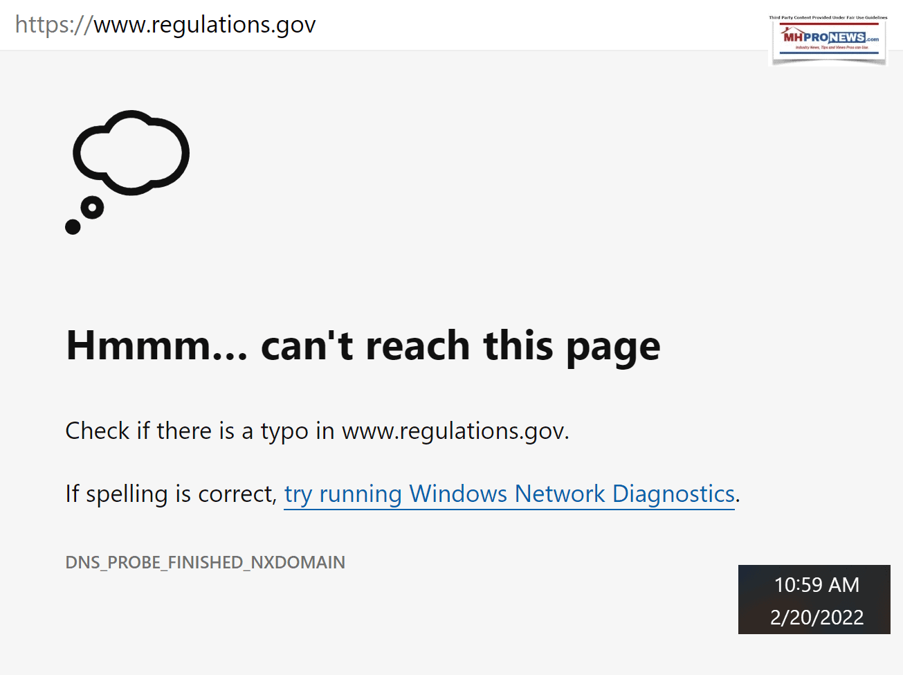 Regulations.govwebsitedown10.59AM-2.20.2022