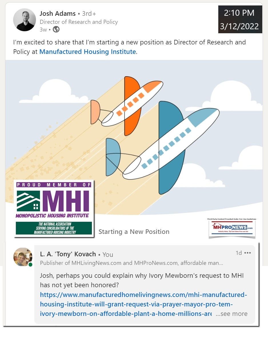 JoshAdamsPhDPhotoLinkedInDirectorPolicyResearchManufacturedHousingInstitute3.12.2022at2.10PM