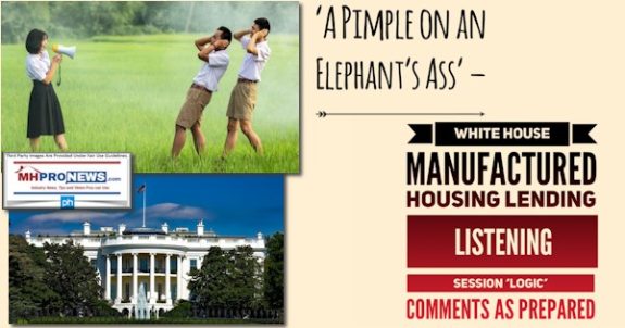 ‘A Pimple on an Elephant’s Ass’ – White House Manufactured Housing Lending Listening Session ‘Logic’ Comments as Prepared