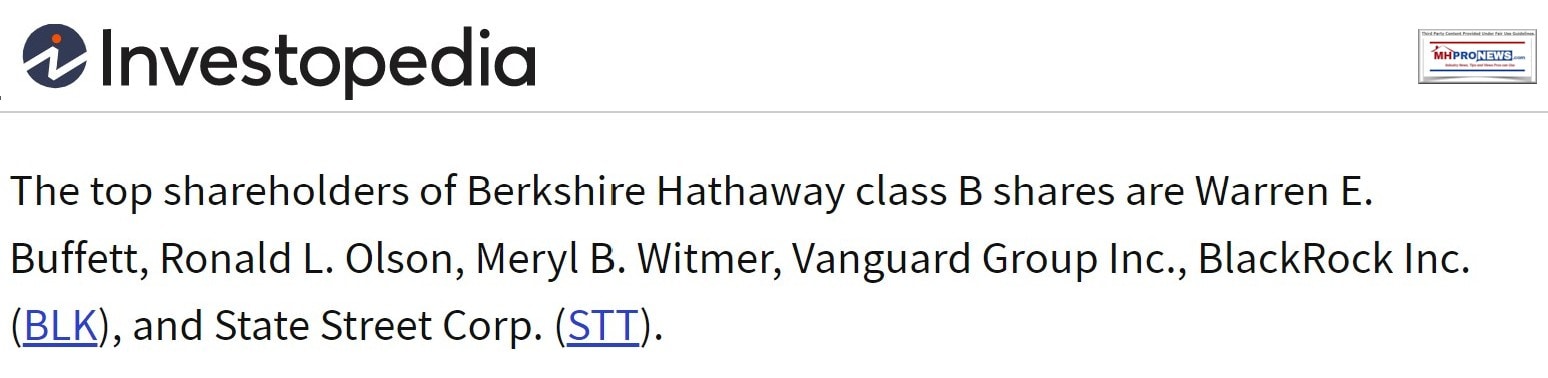 InvestopediaTop5ShareholdersInBerkshireHathawayMHProNewsWarrenBuffettRonaldLOlsonBlackRockVanguardStateStreetMHProNewsFactCheck