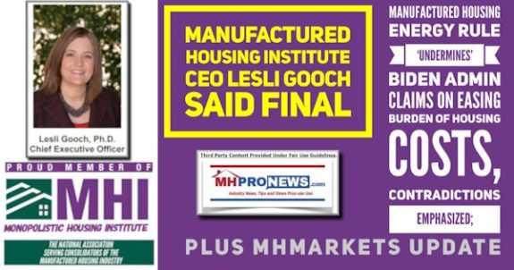 ManufacturedHousingInstituteCEOLesliGoochSaidFinalManufacturedHousingEnergyRuleUnderminesBidenAdminClaimsEasingBurdenHousingCostsContradictionsEmphasizedMHProNewsMHILogos