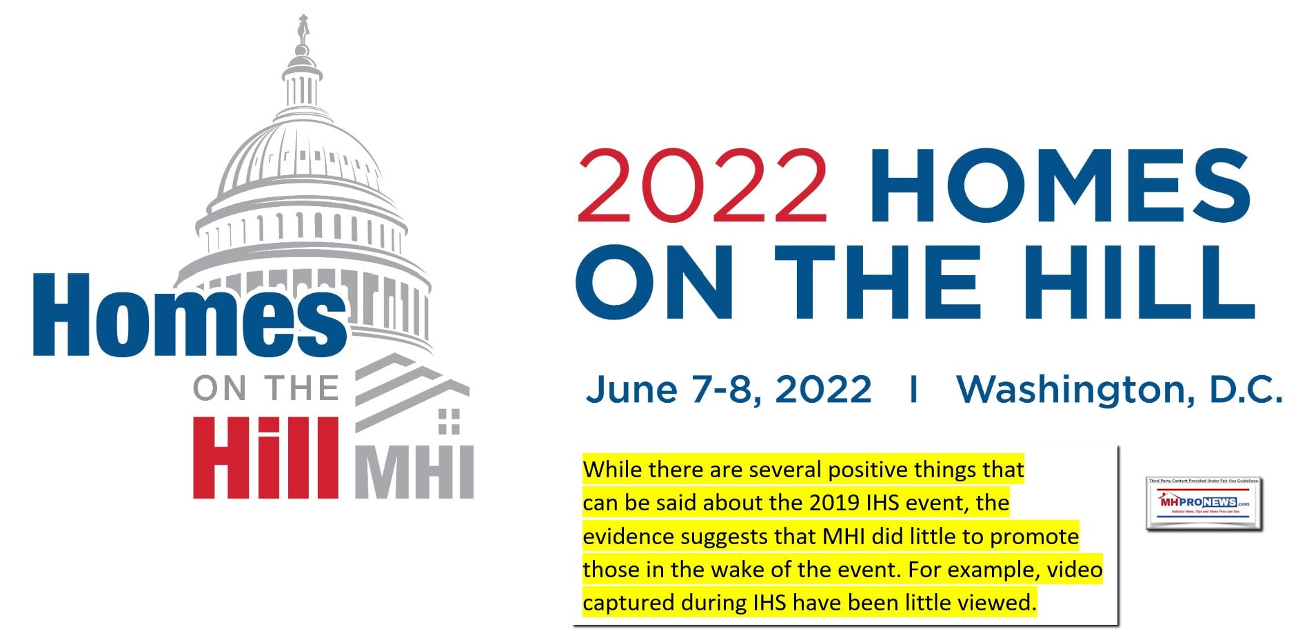 ManufacturedHousingInstituteMHIHomesOnTheHill-June7-8-2022WashingtonDCMH-homePageStillMHProNewsComments