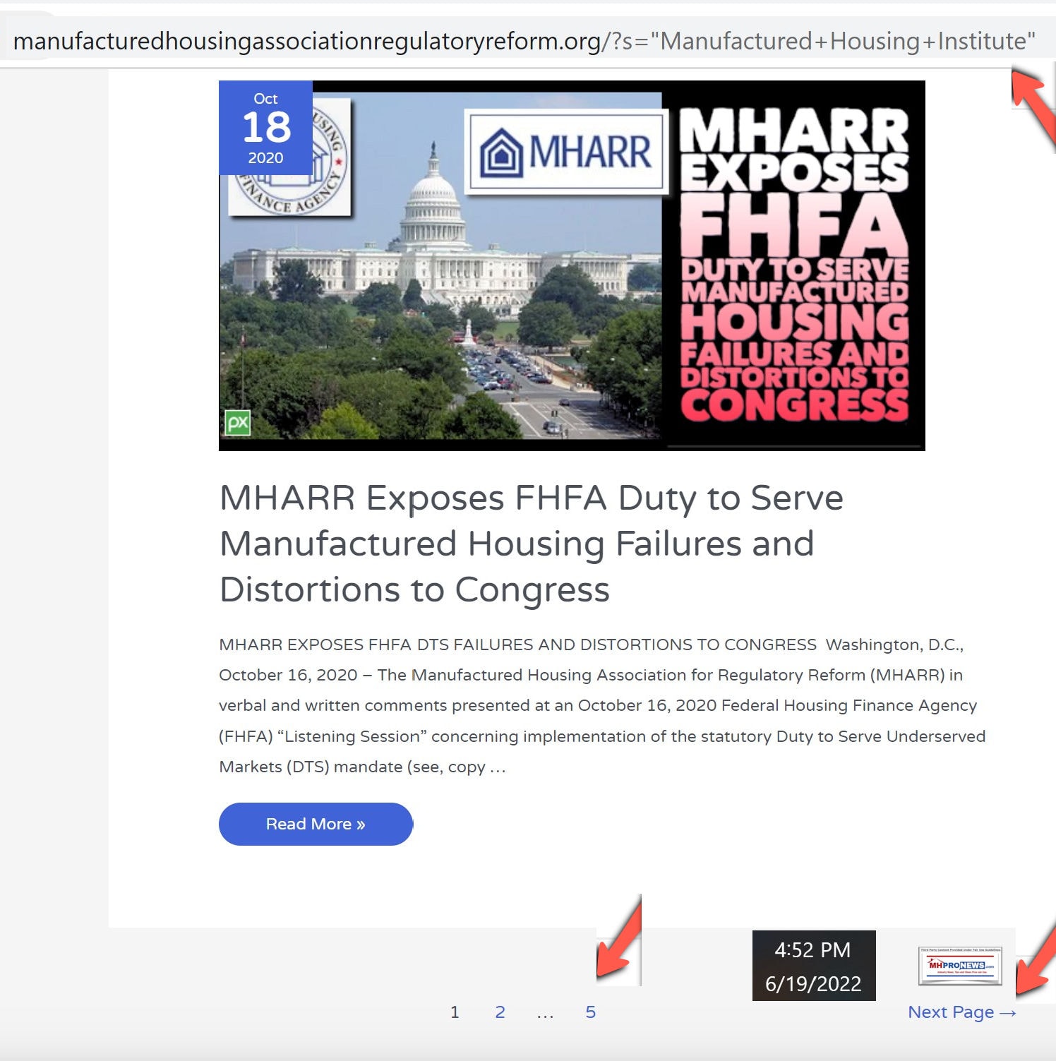 ManufacturedHousingInstituteNameSearchOnManufacturedHousingAssociationForRegulatoryReformWebsite6.19.2022-MHProNewsFactCheck