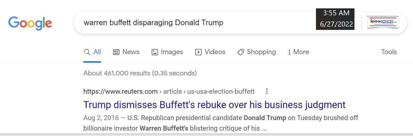 WarrenBuffettDisparagingDonaldJTrump-ReutersGoogleSearch6.27.2022-MHProNews