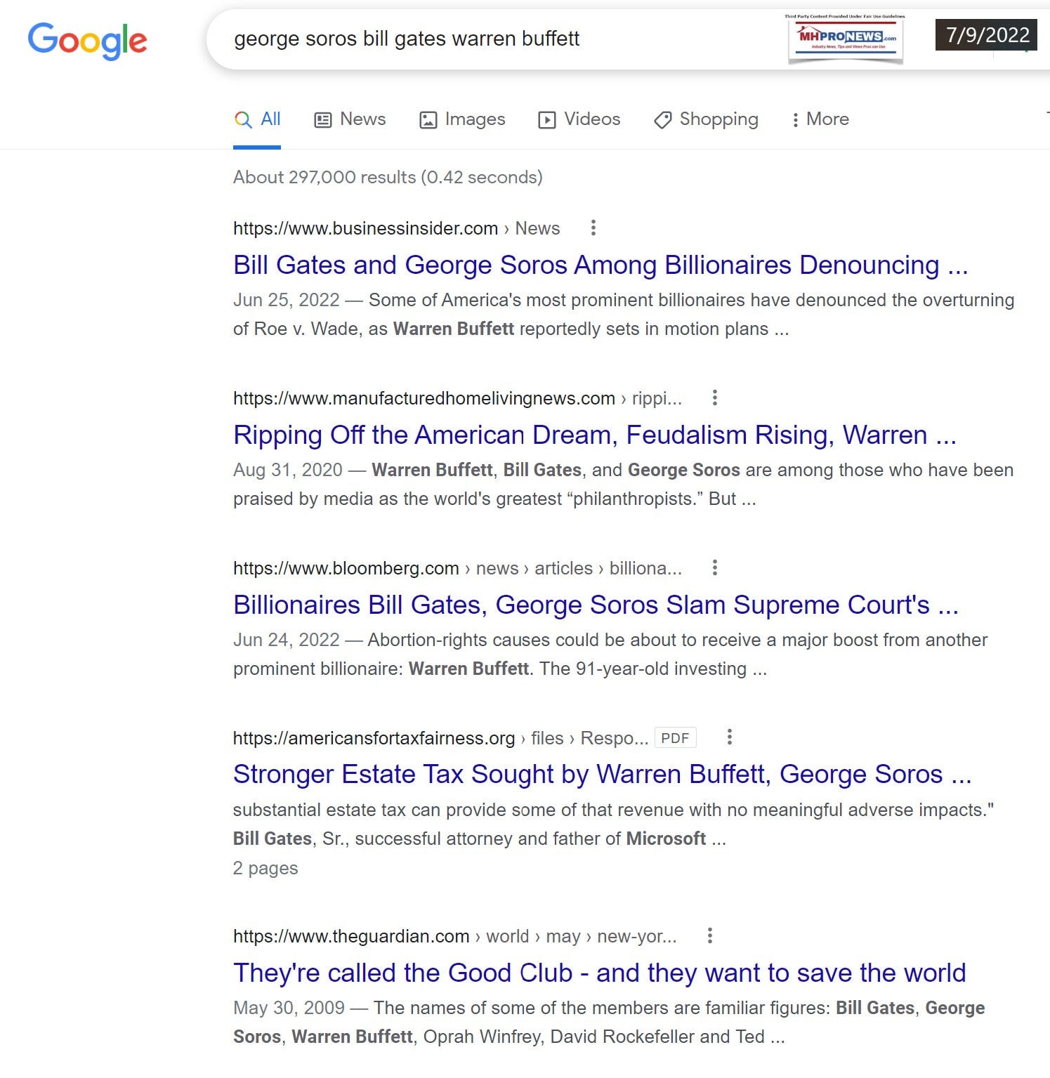 GeorgeSorosBillGatesWarrenBuffettGoogleSearch7.9.2022about4PMet-MHProNewsFactCheck