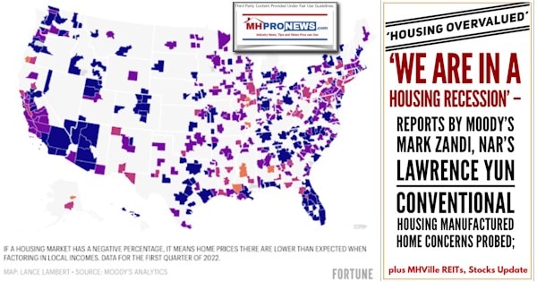 HousingOvervaluedWeAreInAHousingRecessionReportsByMoodysMarkZandiNARsLawrenceYunConventionalHousingManufacturedHomeConcernsProbedPlusMHVilleREITsStocksUpdateMHProNews