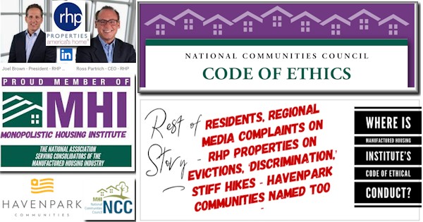 JoelBrownRossHPartrichRHPPropHavenparkResidentsNewComplaintRHPPropertiesEvictDiscriminationHikesHavenparkCommunitiesManufacturedHousingInstCodeEthicalConductMastMHProNews