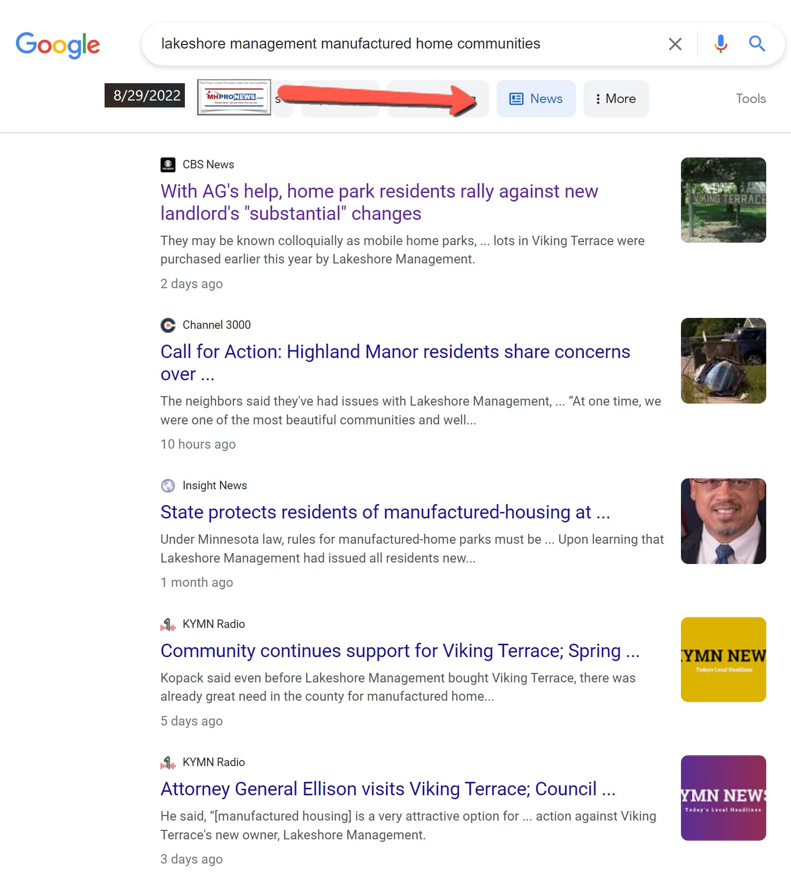 LakeshoreManagementManufacturedHomeCommunitiesNewsScreenCapture8.29.2022MHProNews