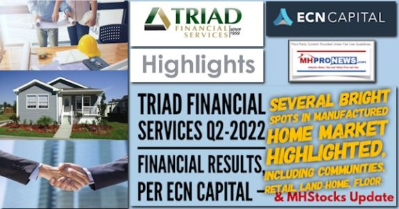 TriadFinancialServicesQ2-2022FINANCIALRESULTS-ECNCapitalLOGOsSeveralBrightSpotsManufacturedHomeMarketHighlightedIncludingCommunitiesRetailLandHomeFloorplanMHStocksUpdateMHProNews
