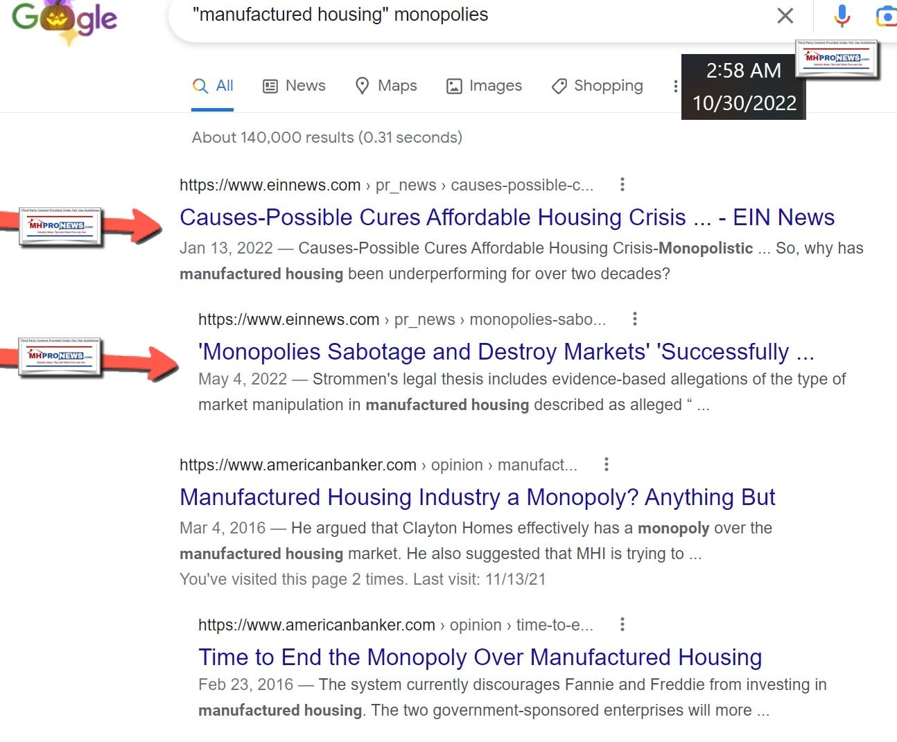 ManufacturedHousingMonopoliesGoogleSearchScreenshot 2022-10-30 022727MHProNewsFactCheckB