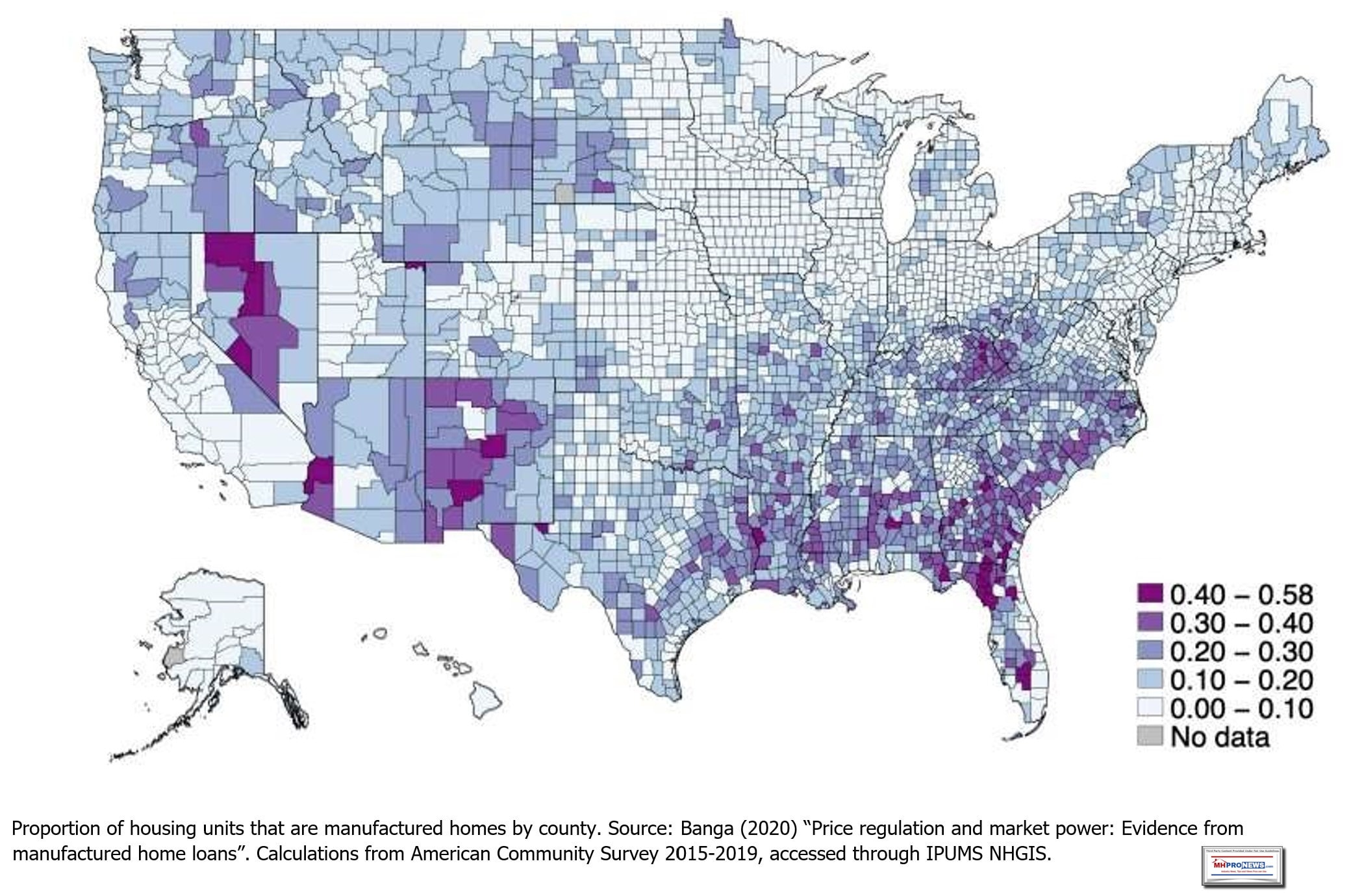 ProportionOfU.S.HousingUnitsThatAreManufacturedHomesByCountyU.S.Map50StatesJamesAJimSchmitzJrMHProNews