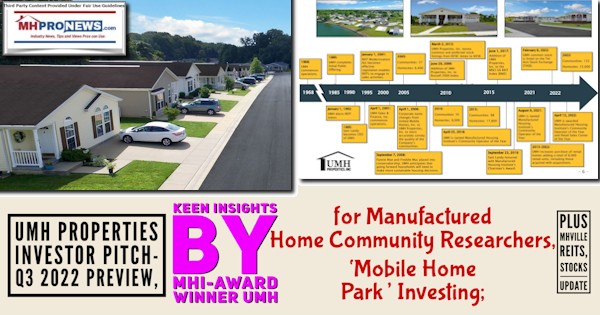 UMHpropertiesInvestorPitchQ3.2022PreviewKeenInsightsMHIawardWinnerUMHforManufacturedHomeCommunityResearchersMobileHomeParkInvestingPlusMHVilleREITsStocksUpdateMHProNews