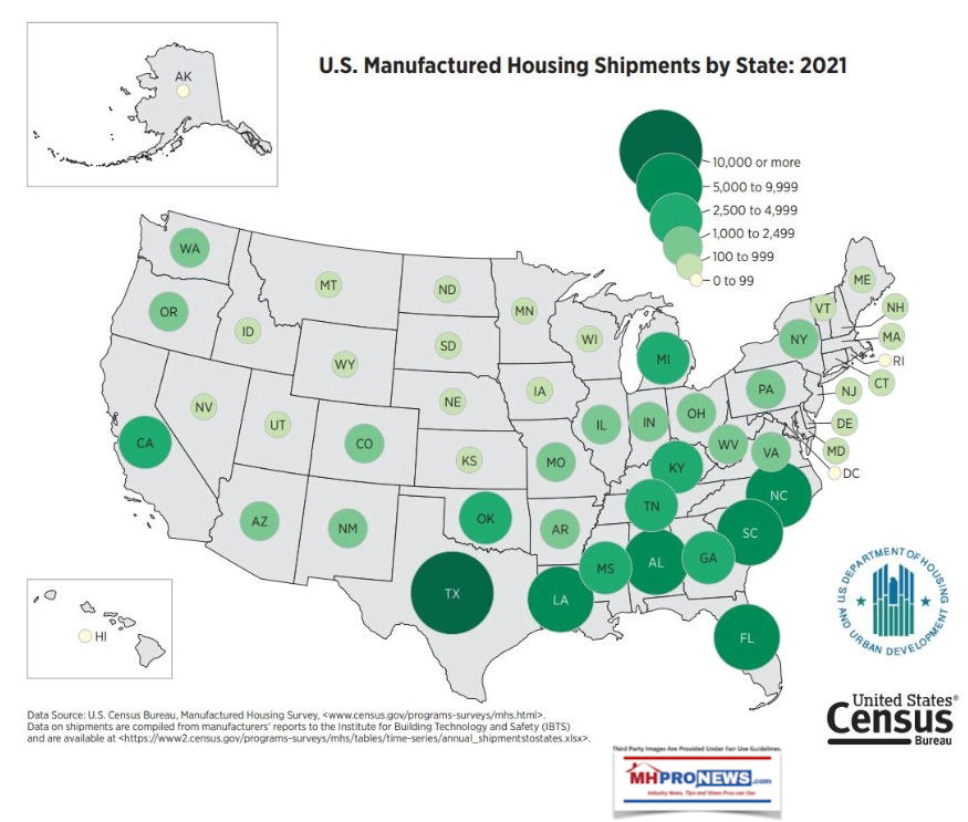 U.S.CensusBureauVisualizationOfManufacturedHousingShipmentsByStateVolumeOfHUDCodeManufacturedHomesMHProNews