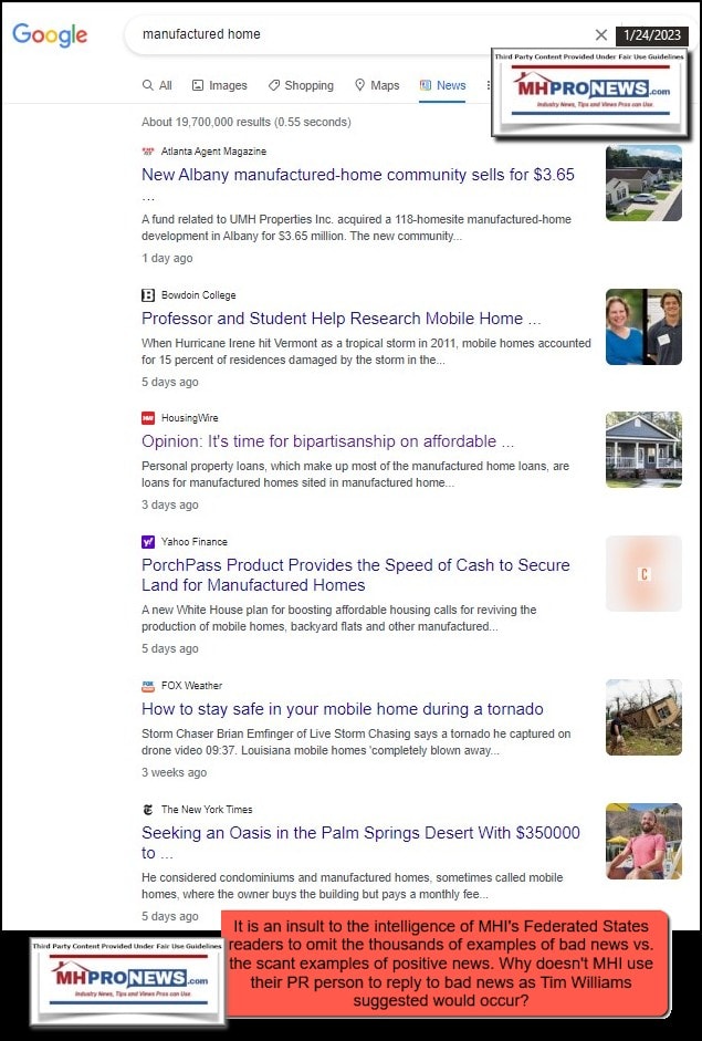 GoogleNewsManufacturedHousingFactCheckScreenshot 2023-01-24 102545MHProNews