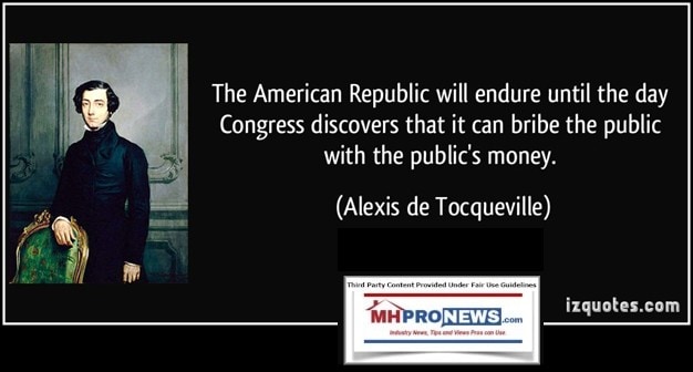 TheAmericanRepublicWillEndureUntilTheDayThatCongressDiscoversThatItCanBribeThePublicWithThePublicsMoney-AlexisDeTocquevilleIZQuotesMHProNewsQoutableQuote