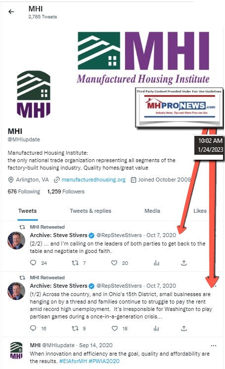 Twitter-ManufacturedHousingInstituteMHIUpdate-Screenshot 2023-01-24 095936MHProNewsFactCheck