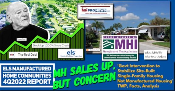 ELSmanufacturedHomeCommunities4Q2022MHSalesUpButConcernGovtInterventionStabilizeSiteBuiltSingleFamilyHousingNotManufacturedHousingTWPanalysisPlusMHVilleMarketsUpdateMHIlogoMHProNews