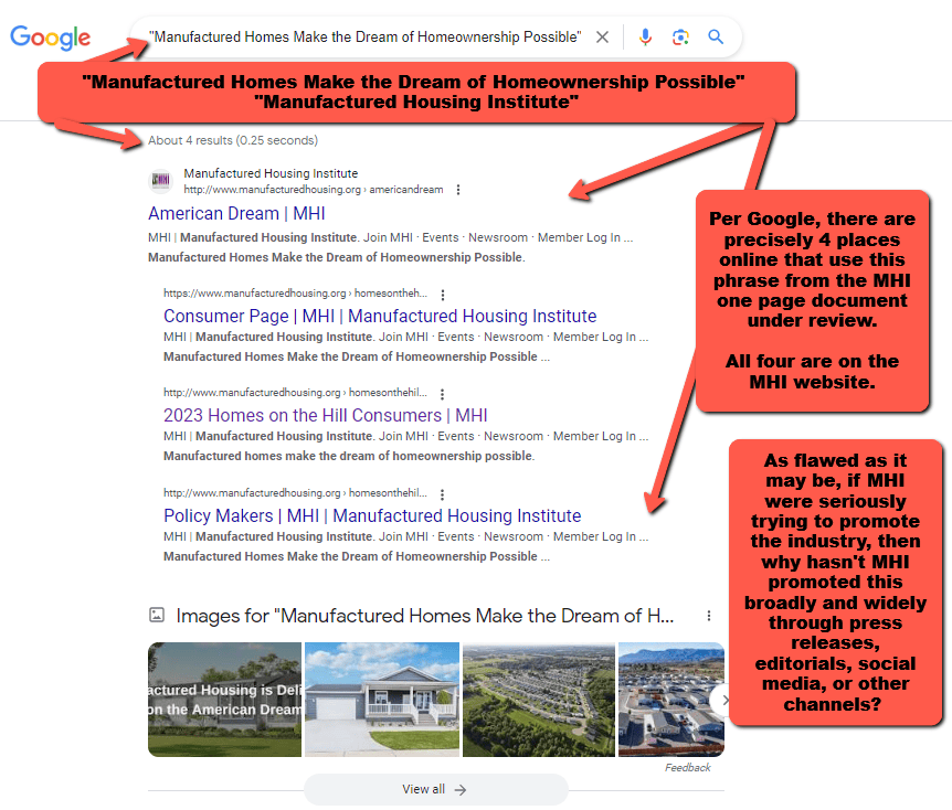 ManufacturedHomesMakeTheDreamOfHomeownershipPossibleManufacturedHousing Institute1PageHandoutFactCheckGoogleSearch2023-06-13_13-58-53MHProNews