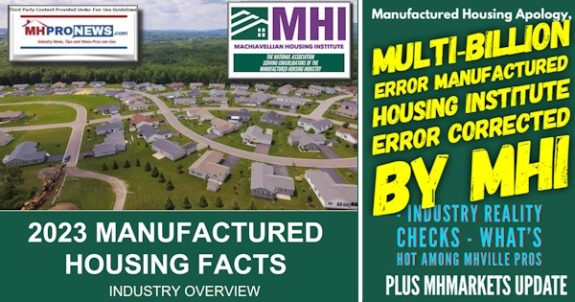 ManufacturedHousingInstituteLOGOManufacturedHomeIndustryFacts2023ApologyMultiBillionManufacturedHousingInstErrorCorrectedMHRealityCheckWhatHotMHVilleProsPlusMHMarketsUpdateMHProNews