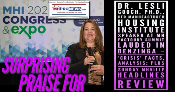 SurprisingPraiseForDrLesliGoochPhD-CEO-ManufacturedHousingInstituteSpeakerMHFacTOURySummitLaudedBenzingaCrisisFactsAnalysisPlusSundayMHVilleHeadlinesReviewMHProNews