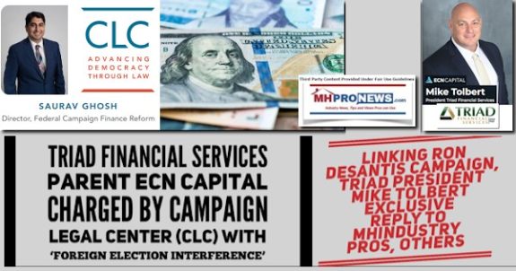 TriadFinancialServicesParentECNcapitalChargedCampaignLegalCenterCLCforeignElectionInterferenceLinkingRonDeSantisCampaignTriadPresidentMikeTolbertExclusiveMHIndustryProsOthersMHProNews