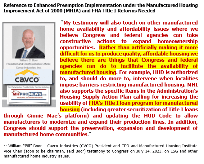 WilliamCBillBoorPhotoCavcoIndustriesManufacturedHousingInstituteLogoTestimonyToCongressQuoteMHProNewsMHIA-2000HUDauthorityEnhancedPreemptionFHATitleIImplementationNeeded