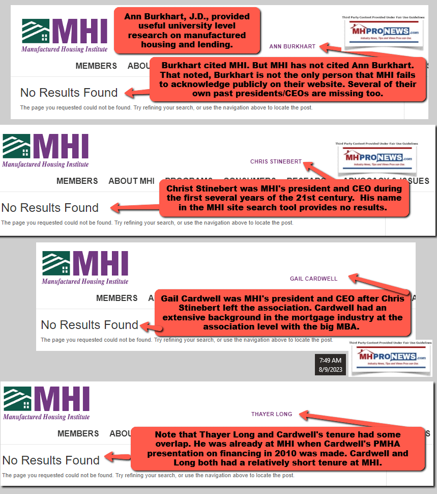 AnnBurkhartJ.D.ChrisStinebertGailCardwellThayerLongFormerManufacturedHousingInstitutePresidentsCEOs-MHProNewsFactCheckAnalysisCommentary