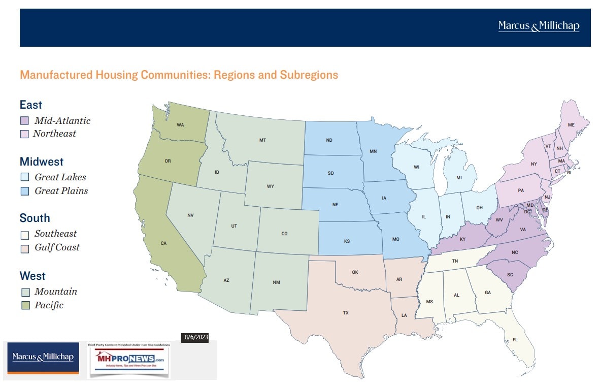 MarcusMillichapU.S.NationalMapWithColorCodedSubRegionsManufacturedHomeCommunitiesMHProNews