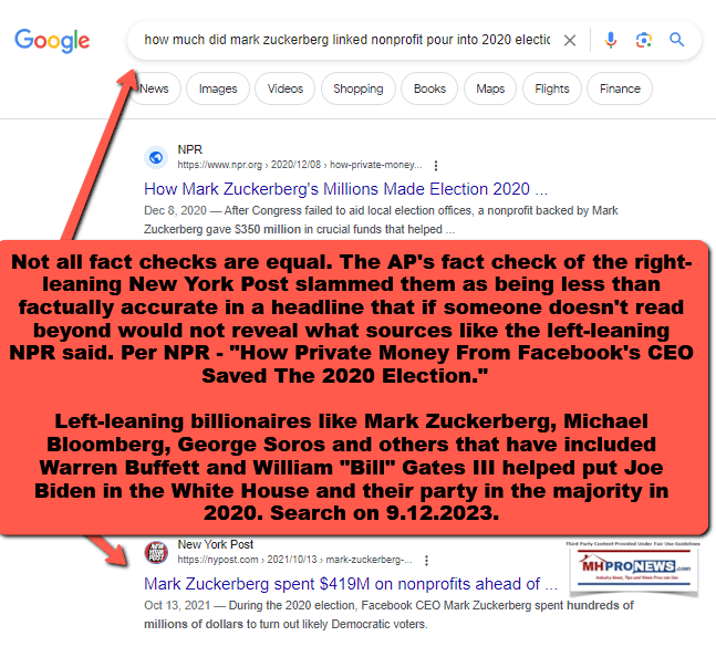 ManufacturedHomeProNewsGoogleNewsFactCheckMarkZuckerbergOtherBillionaires2020and2022ElectionSupportDemocrats9.13.2023