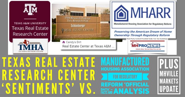 TexasRealEstateResearchCenterSentimentsVsManufacturedHousingAssociationForRegulatoryReformOfficialDataFactsAndAnalysisPlusMHVilleMarketsUpdateMHProNews