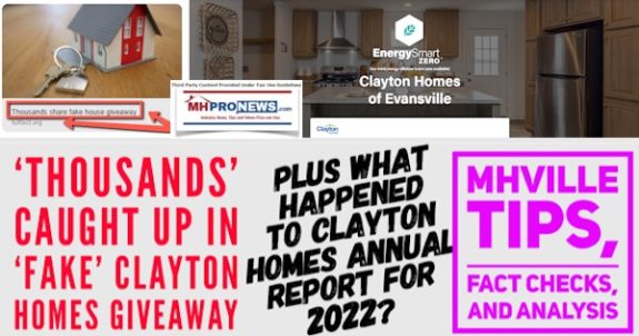 ThousandsCaughtUpInFakeClaytonHomesGiveawaySchemeUsingSocialMediaPlusClaytonCareersWhatHappenedClaytonHomesAnnualReviewReport2022MHVilleTipsFactChecksAnalysisMHProNews