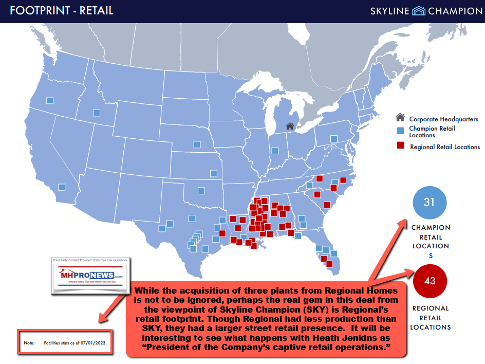 RegionalHomesRegionalEnterprisesRetailFootprintWithSkylineChampionAug2023PitchDeckManufacturedHomeProNewsMHProNews