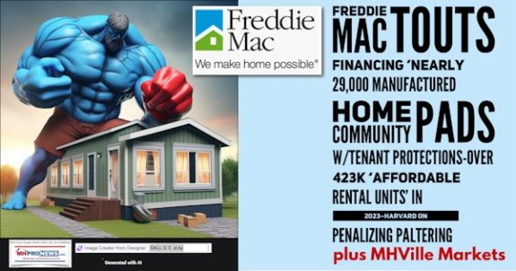 FreddieMacToutsFinancingNearly29000ManufacturedHomeCommunityPadsTenantProtectionsOver423KAffordableRentalUnitsIn2023HarvardOnPenalizingPalteringPlusMHVilleMarketsMHProNews