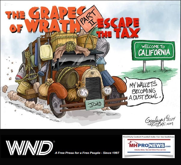 GrapesOfWrathPartII-EscapeFromTaxesInCaliforniaAlGoodwynCartoonWND-MHProNews