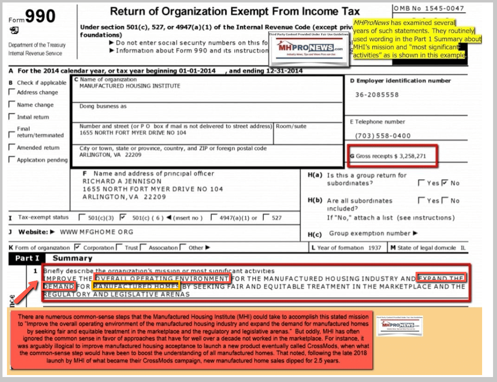 ManufacturedHousingInstituteForm990-ImproveOverallOperatingEnvironmentForTheManufacturedHousingIndustryExpandDemandForManufacturedHomesMHProNewsFactCheckAnalysis