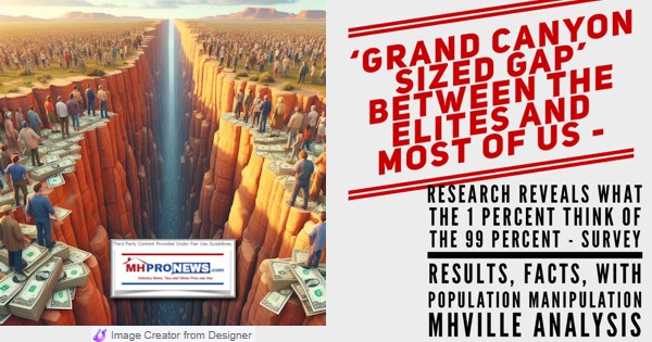 ‘Grand Canyon Sized Gap’ Between the Elites and Most of Us – Research Reveals What the 1 Percent Think of the 99 Percent – Survey Results, Facts, with Population Manipulation MHVille Analysis