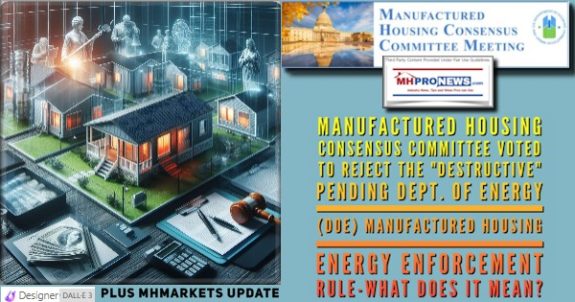 ManufacturedHousingConsensusCommitteeVotedRejectTheDestructivePendingDeptOfEnergyDOE.ManufacturedHousingEnergyEnforcementRuleWhatDoesItMeanPlusMHMarketsUpdateMHProNews