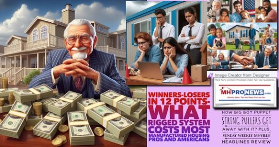 WinnersLosersIn12PointsWhatRiggedSystemCostsMostManufacturedHousingProsAndAmericansHowBigBoyPuppetStringPullersGetAwayWithItPlusSundayWeeklyMHVilleHeadlinesReviewMHProNews
