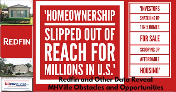 HomeownershipSlippedOutOfReachForMillionsInUS-InvestorsSnatchingUp1in5HomesForSaleScoopingUpAffordableHousingRedfinOtherDataRevealMHVilleObstaclesOpportunitiesMHProNews