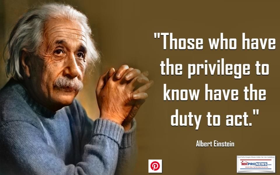 AlbertEinstienQuoteThoseWhoHaveThePriveledgeToKnowHaveTheDutyToAct-MHProNews