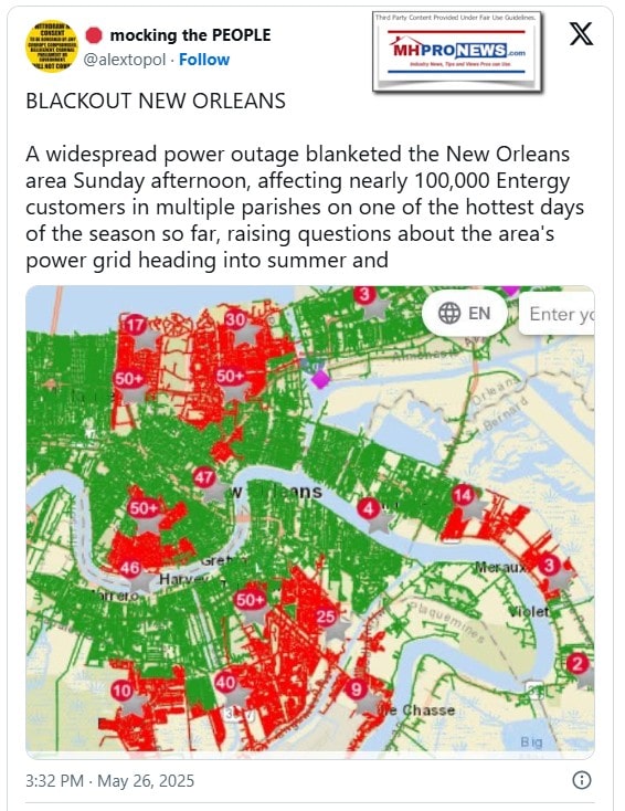 BlackOutPowerOutagesInNOLA=NewOrleansLA-X-postMapOfAreasInNewOrleansThatLostPowerfor100000People-MHProNews