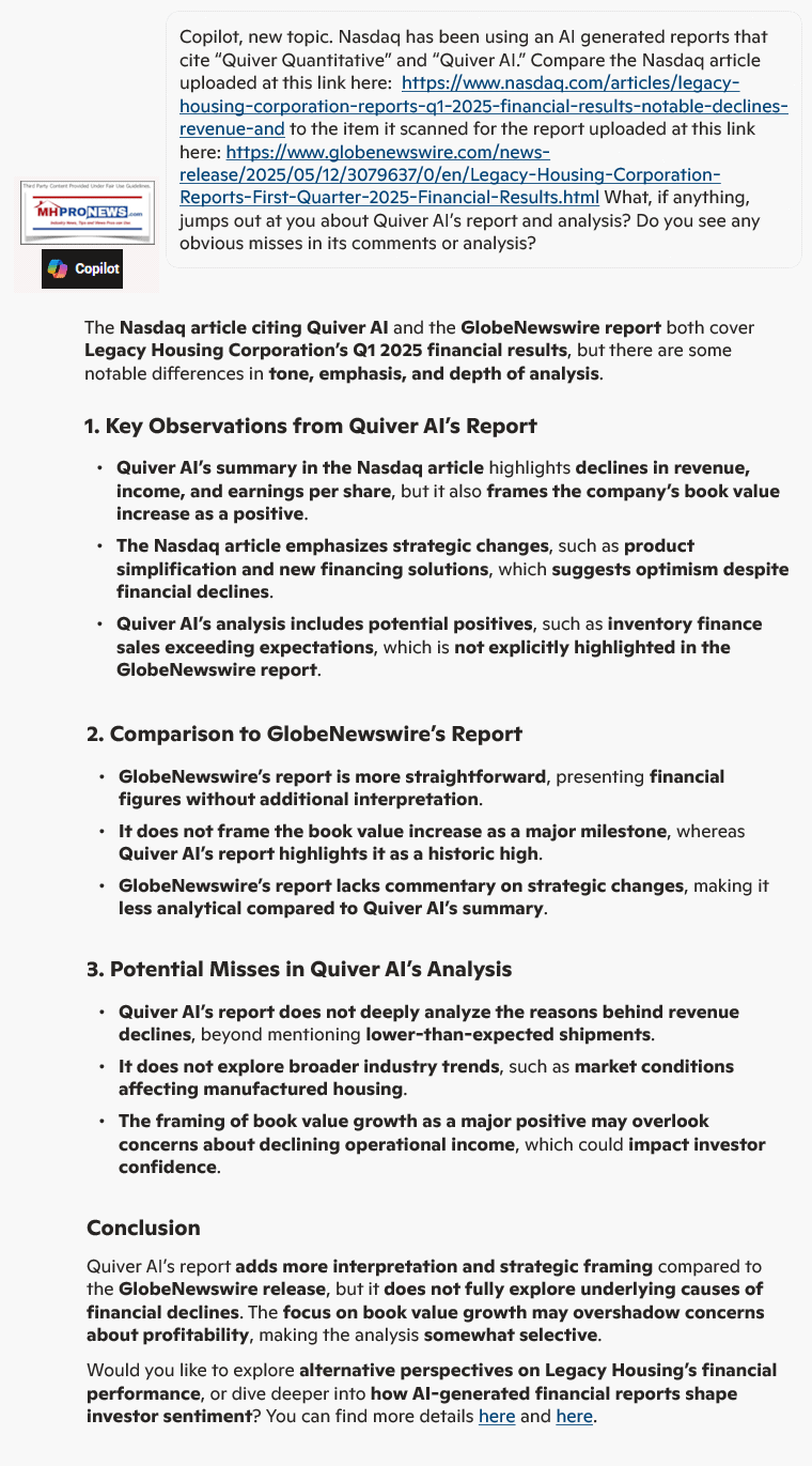 Copilot-AnalysisofLegacyHousingLEGH-QuarterlyPressReleaseVsNasdaqQuiverAI-analysisCommentaryNotMuchPromptingByMHProNews