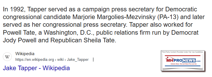 JakeTapperDemocraticPartyTiesWikipediaMHProNews