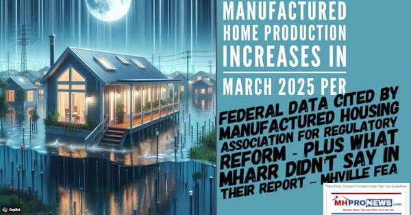 ManufacturedHomeProductionIncreasesInMarch2025perFederalDataCitedByManufacturedHousingAssociationForRegulatoryReformPlusWhatMHARRdidntSayInTheirReportMHVilleFEA-MHProNews
