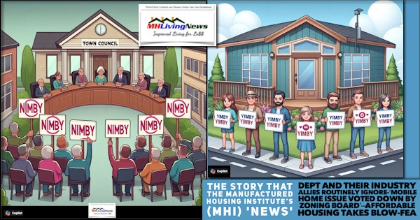 StoryTheManufacturedHousingInstituteMHI_NewsDeptAndTheirIndustryAlliesRoutinelyIgnoreMobileHomeIssueVotedDownByZoningBoardAffordableHousingTakesBlowFEA-NIMBYvsYIMBY-MHProNews
