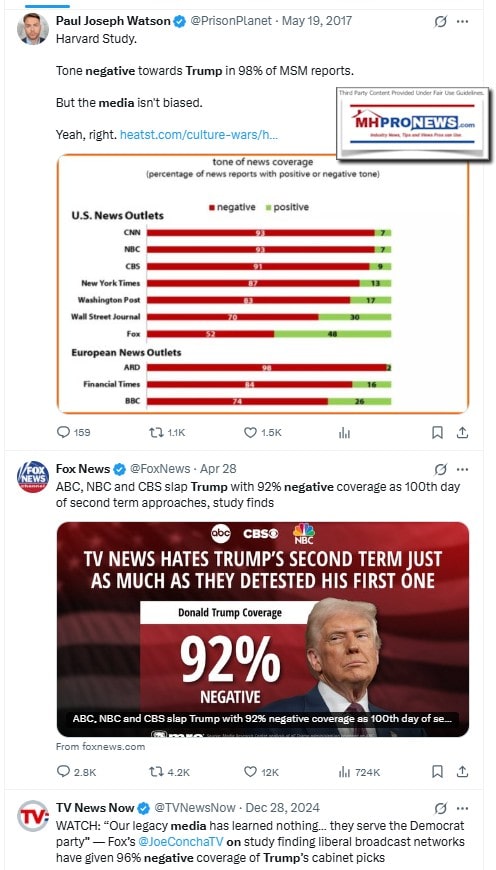 TrumpGetsMostlyNegativeMediaReportingIn2017and2025MHProNews